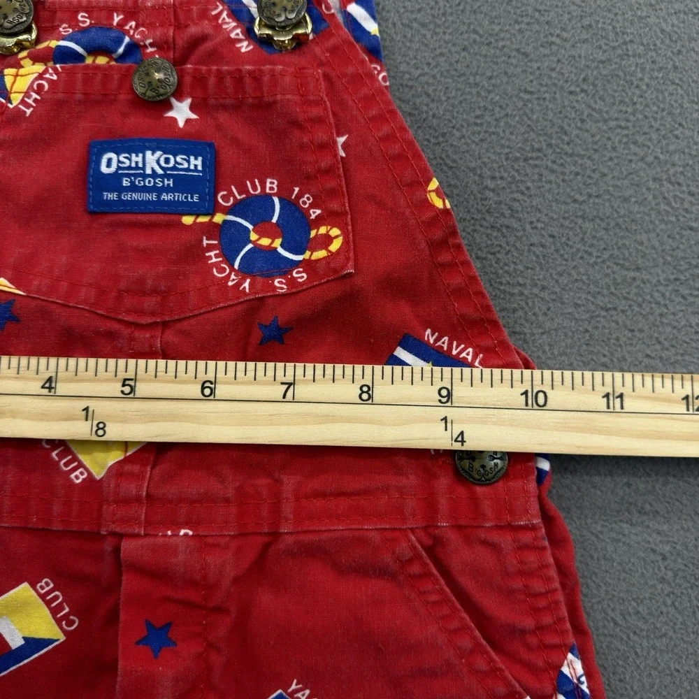 Vtg OshKosh Vestbak Shorts Overalls Shortalls SZ 2T Red Nautical Navy Yacht Club